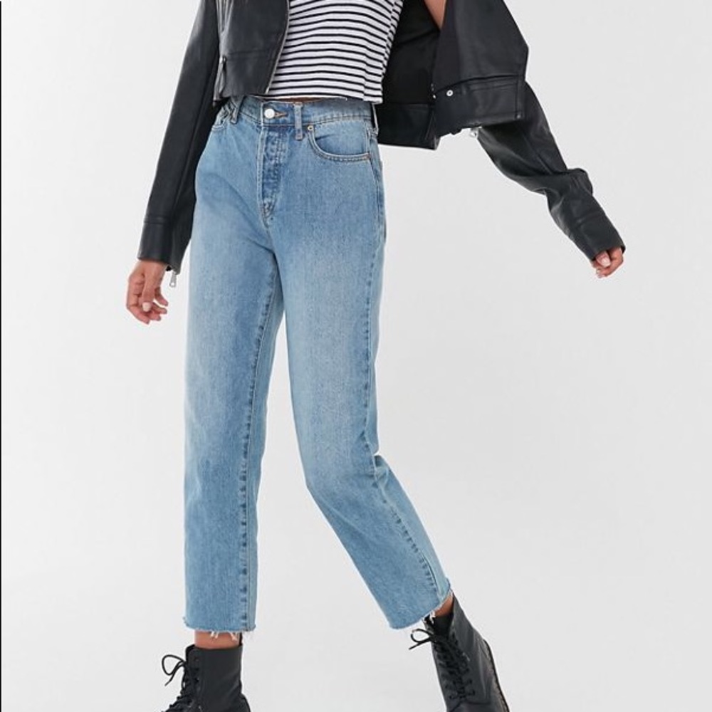 UO BDG high waisted slim straight jeans light wash